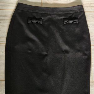 NWOT Talbots Black Pencil Skirt with Bows - US Size 4 Petite